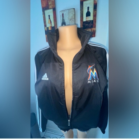 NWT Adidas Marlins Miami Black Zip Clousure In Front Size L (14-16) Jr.(6) - Picture 8 of 9